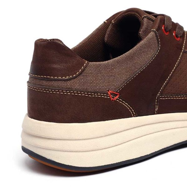 Brown Antiodor Mens Breathable Leather Shoes Textile Lining