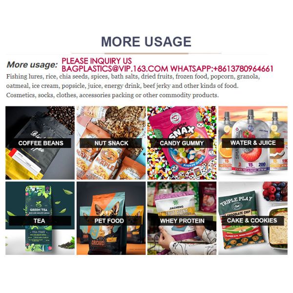 Stand Up Pouch Resealable Aluminum Foil Mylar Bag Plastic Packaging Food Packaging Bag