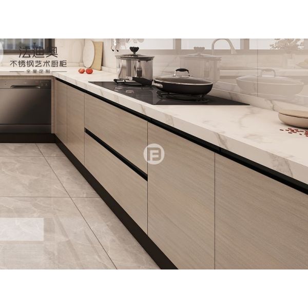 Fadior Wood Grain Dual-Zone Design Stainless Steel Kitchen Cabinet