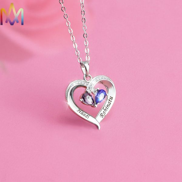Forever Together 22x33MM Heart Pendant Womens Engraved Necklace