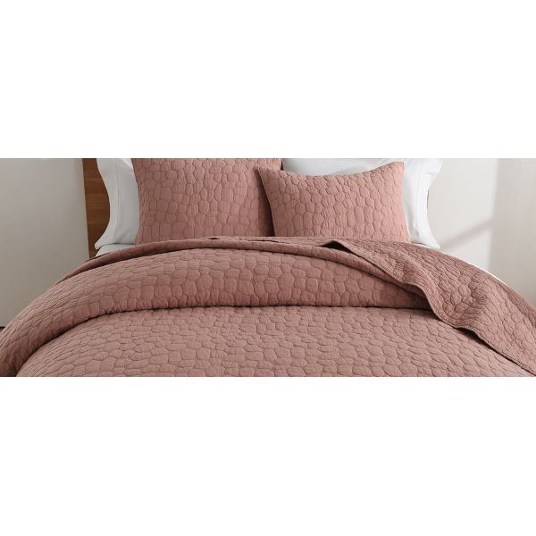 100% Cotton Quilt Set with Cobblestone Pattern, Cozy Lightweight Stitching Decorative Bedding Cover