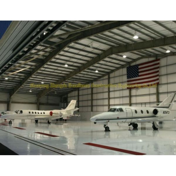 GB JIS Steel Airplane Hangars Prefab Aircraft Hangars Q235B Q345B