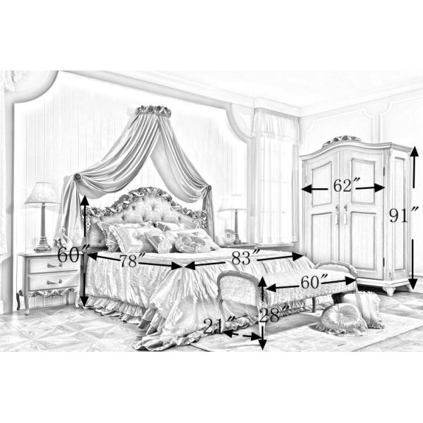 Bedroom Furniture Antique Wood Clothes Wardrobe Cabinet FCD-103