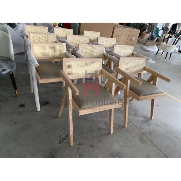 Southeast Asian Style Hand Made Rattan Dining Chairs Solid Wood Frame Cane Dining Chair