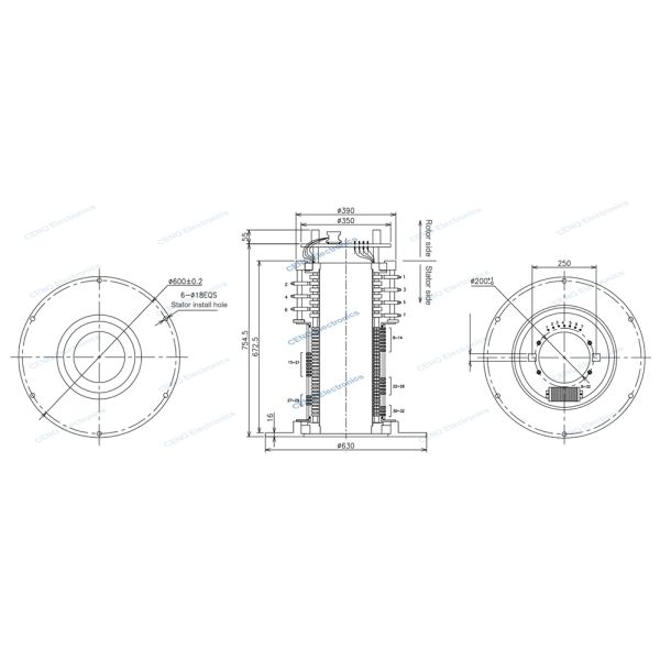 Multi-channels Carbon Brush Slip Ring with Electric Power & Signals for Industry