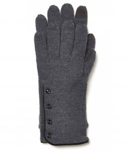 Cheap 100 % Wool Knit Gloves With Leather Trim , Women 