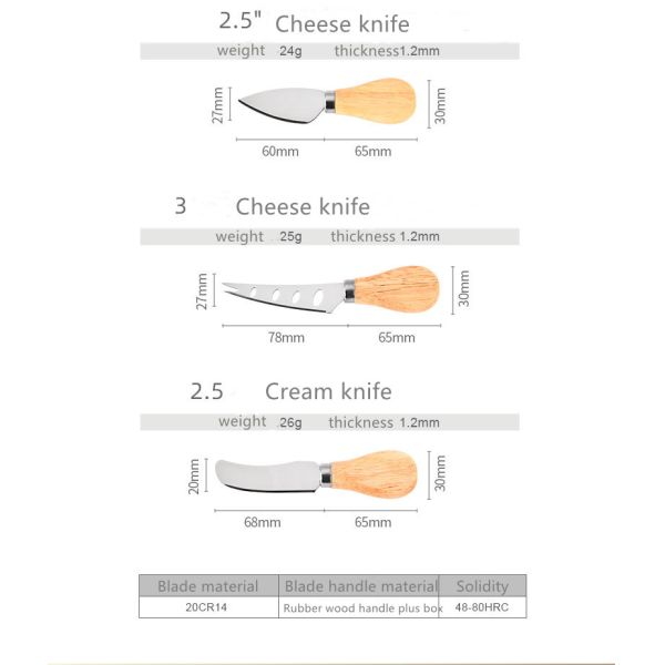 Kitchen Natural Wood Handle Cheese Knives Household Knife Fork Spatula