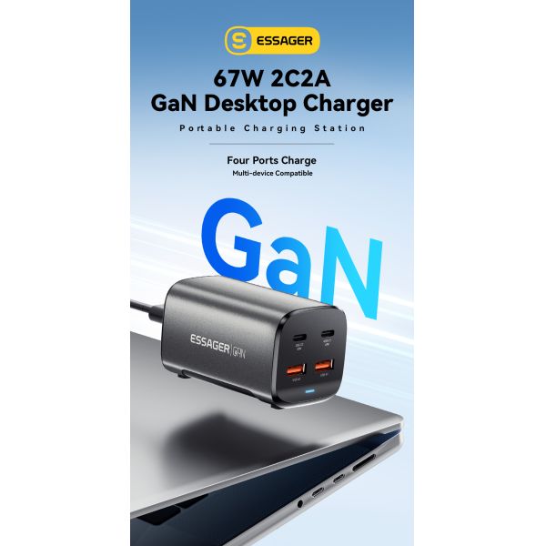 Dual USB C USB A PD GaN Chargers 67W ES-CD35 Series
