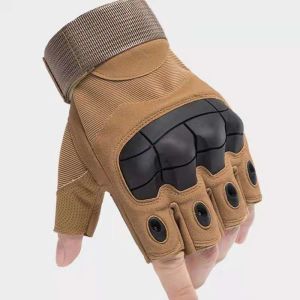 Buy cheap Green Khaki Black Leather PU Half Finger Tactical Gloves Nylon from wholesalers