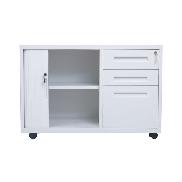 3 Drawer 34kgs 500mm Depth Tambour Storage Cabinet