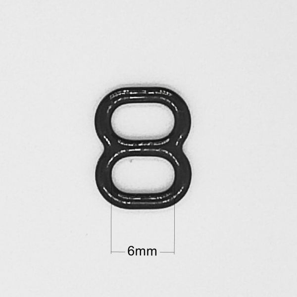 Black 6mm Metal Bra Strap Slides And Rings Good Hardness