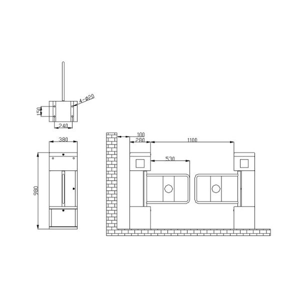 RFID Reader Swing Barrier Turnstile BLDC Motor Face Recognition Acrylic Glass