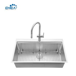 Buy cheap 33x22x10 single bowl SUS304 stainless steel commercial topmount handmade house from wholesalers