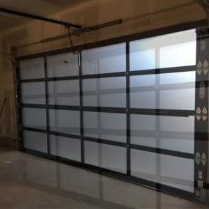 Cheap Modern Aluminum Sectional Door White/Brown/Grey Alloy Sound Insulation Door Automatic Opening Transparent Glass Door wholesale