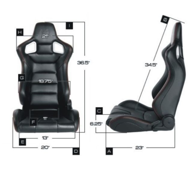 Automobile Universal Sport Racing Seats Carbon Look Red Stitching With Double Or Single Slider