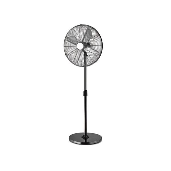 Quality Pedestal Fan Chrome Black Metal Retro Standing Fan / 16 Inch Oscillating Fan for sale