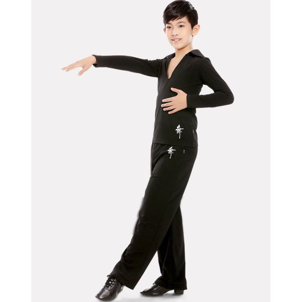 new offer latin dance clothes boy Ruffly blue white black modern dance stage children latin dance clothes