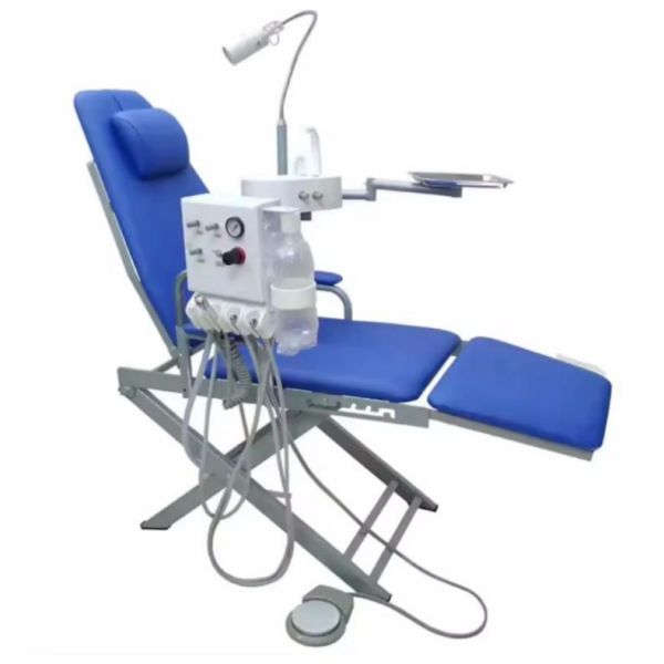 Folding Portable Dental Chair Unit with Stainless Steel Spittoon Instrument Tray and Movable Light Folding Dental Chair
