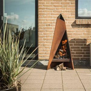 Cheap 1500mm High Corten Steel Outdoor Fireplace wholesale