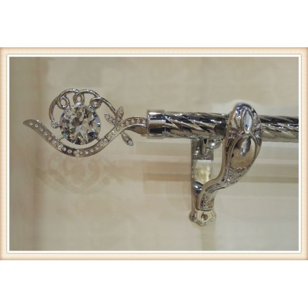 Classical delicate crystal zinc alloy curtain rod finials for home decoration