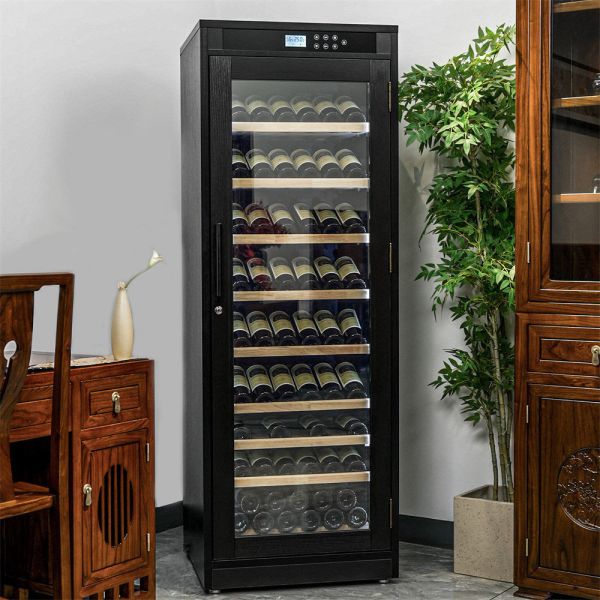 Precision Temperature Control Black Solid Wood Kitchen Wine Cooler