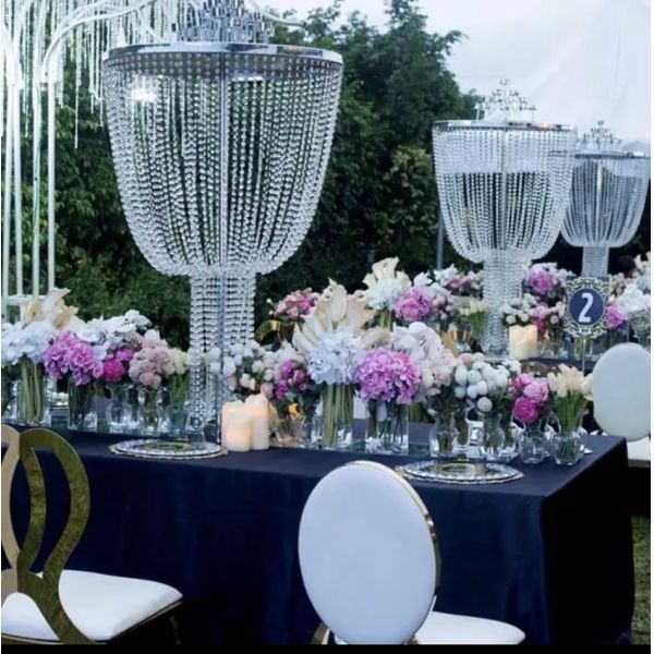 Luxury Wedding Decor Supplies Gold 17 Arms Candelabra Candle Holder Tall Crystal Candelabra Centerpieces