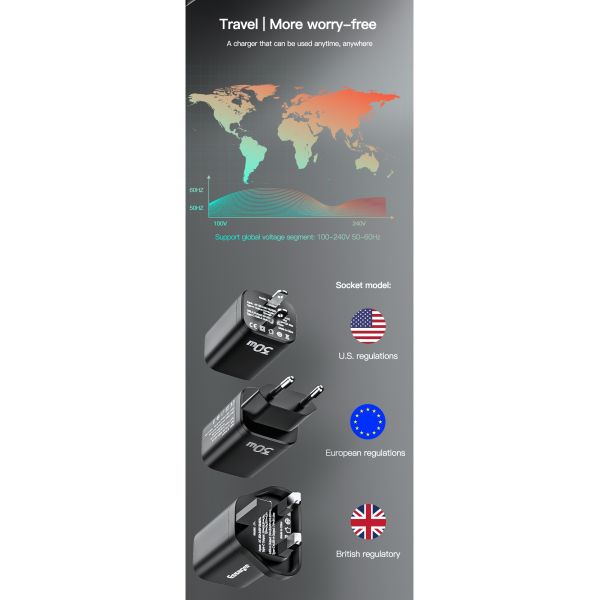 Essager PD QC3.0 30W USB C Fast Charging Phone Wall Charger US EU UK Plug