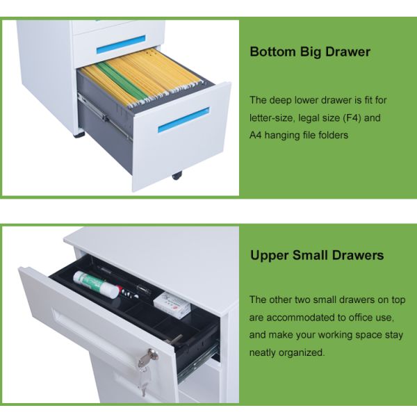 3 Drawer 34kgs 500mm Depth Tambour Storage Cabinet