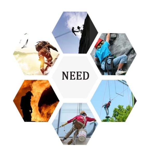 High-rise Escape Rescue Suit With Harness , Figure 8 Descender , Climbing Rope , Carabiner