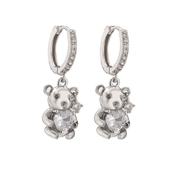 Little Bear Sterling Silver Crystal Jewelry Diamond Crystal Earrings OEM ODM