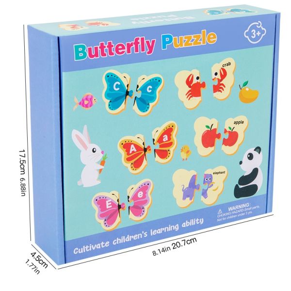 Children's Wooden butterfly Letter Puzzle Children's Puzzle Wooden Toys