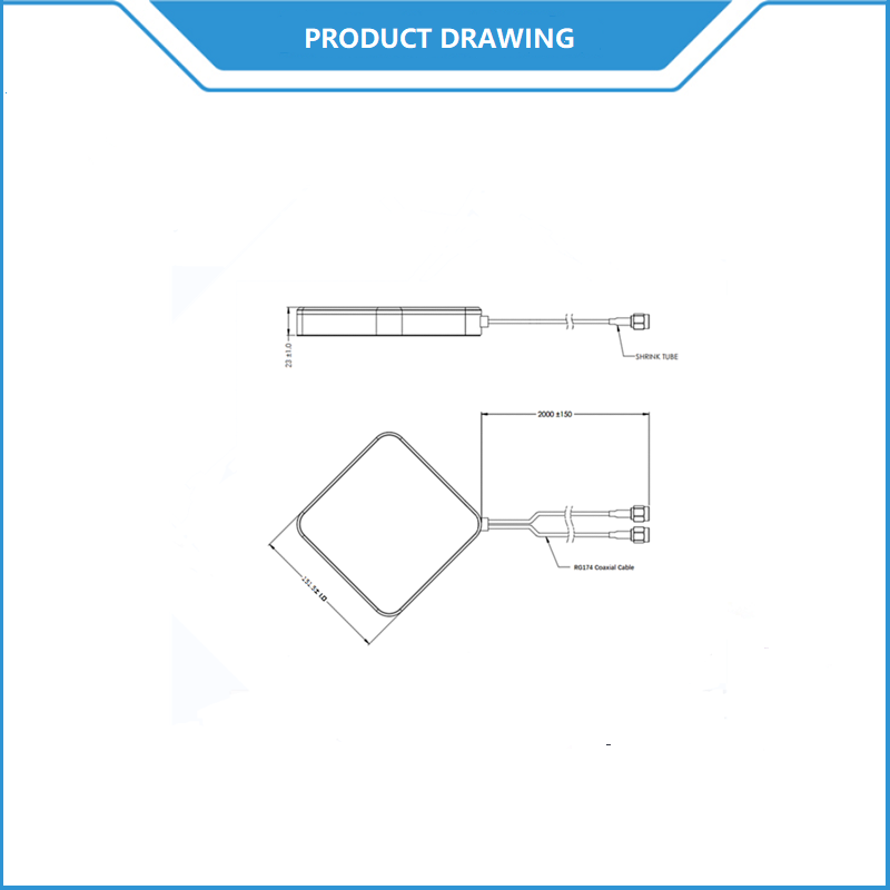 External 8dBi High Gain Low Profile Dual Port 4G LTE MIMO Antenna