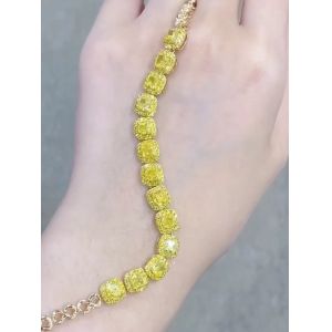 Cheap 6.213ct Yellow Diamond Tennis Bracelet Cushion Shape Cultivated Diamonds wholesale