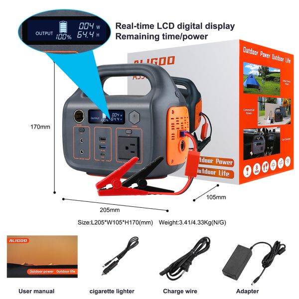 Home 110v 220v Camping Solar Generator 300W outdoor portable power station with car start
