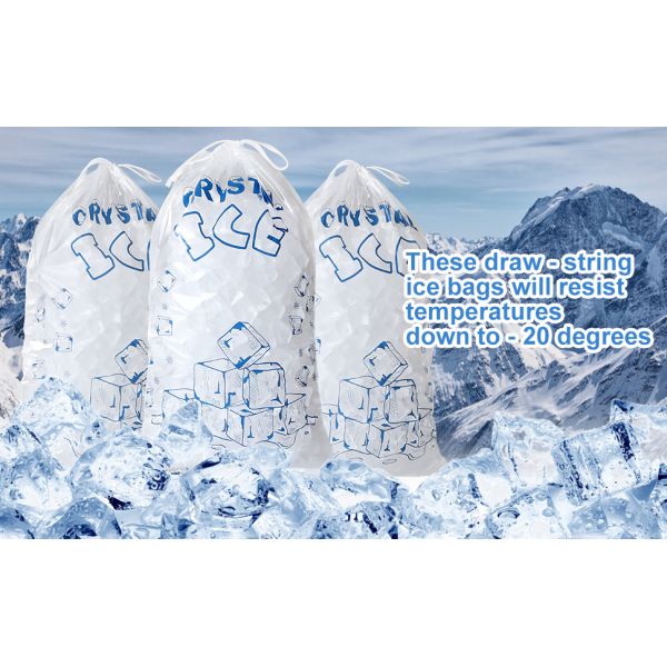 Sustainable, Recyclable, Drawstring Pack Clear Plastic Packaging Storage For Ice Storage With Draw String Closure