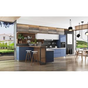 China Sandblasted Stainless Steel Kitchen Base Units With Wooden Island ODM on sale