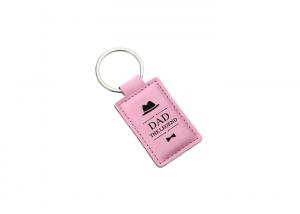 Cheap Rectangle PU Leather Key Chains Laser Logo 3mm Thick Vintage Leather Key Holder wholesale