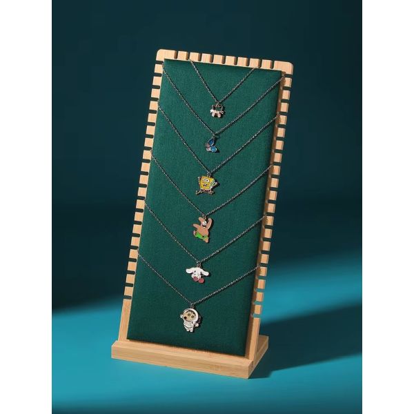 Wood Color Jewelry Stand Display 90*90*210mm Necklace Tray Display