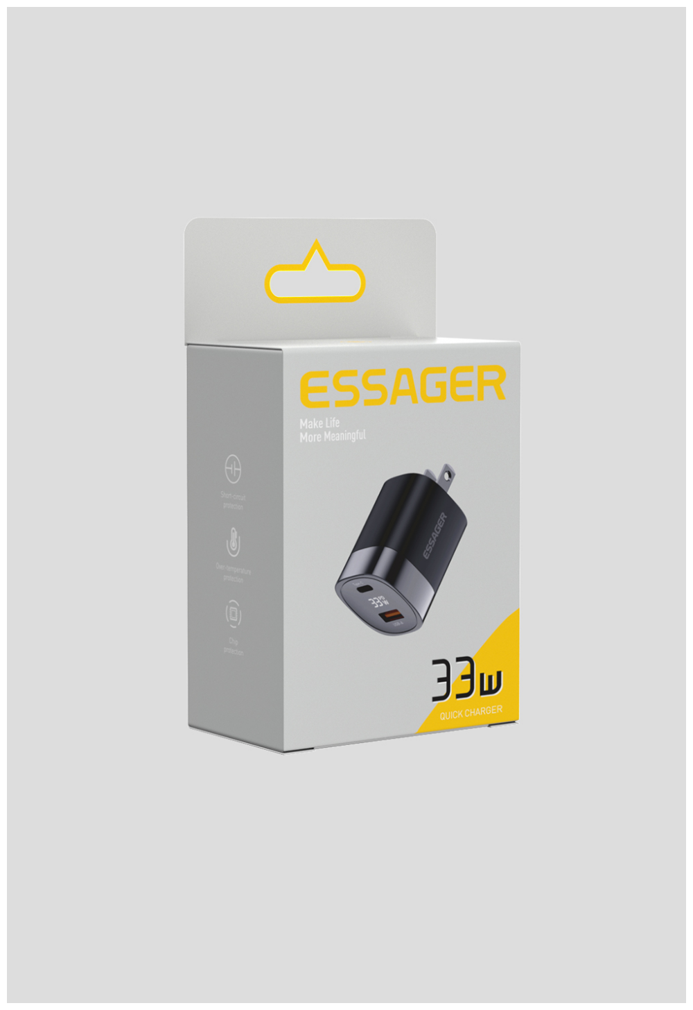 QC 3.0 PD USB Wall Charger USB A Type C Mini Travel Phone Charger 33W 5V 4A