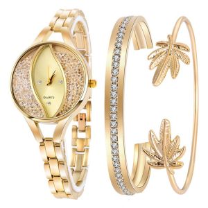 Cheap CE ROHS Fashion Ladies Quartz Watch Diamond Bracelet Set wholesale