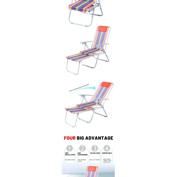 Outdoor Foldable Beach Chair Custom Backpack Lounge Beach Chair Blue