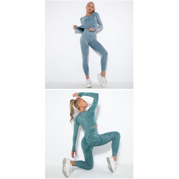 QIMA Seamless Women Long Sleeve Sets Push Up Tummy Control S M L