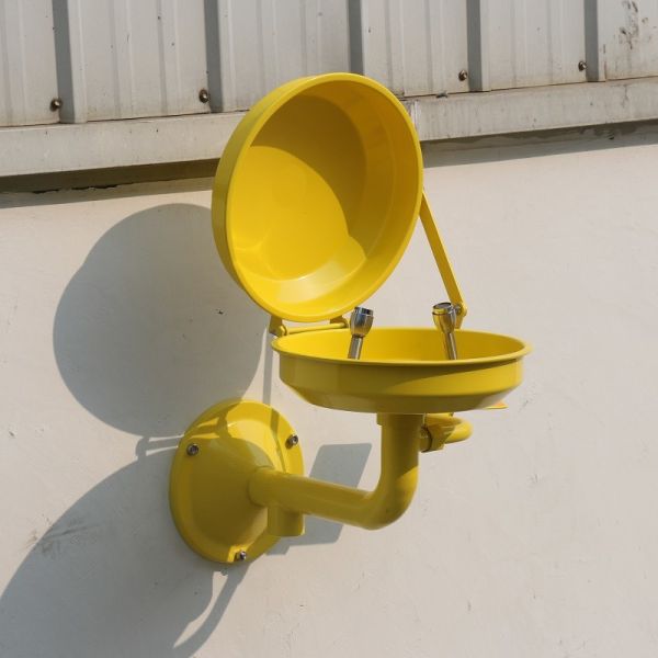 Wall-mounted ss304 ABS coating eye washer, eye wash station with cover auto open eye wash station with round bracket
