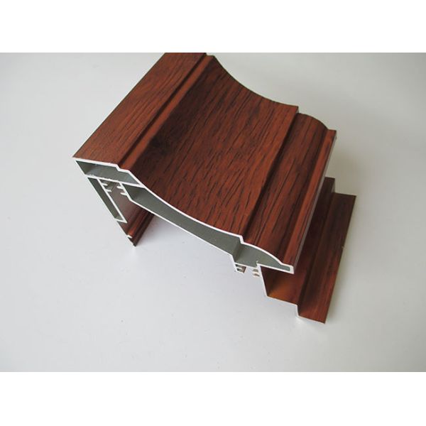 Mahogany Wooden Grain Transfer Aluminum Door Profiles For Door Cover