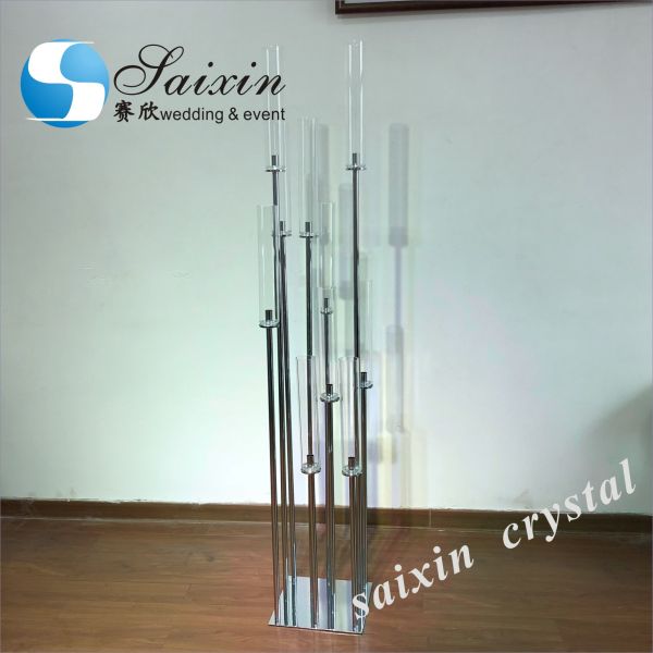 Wholesale long stem black crystal candelabra for wedding centerpiece