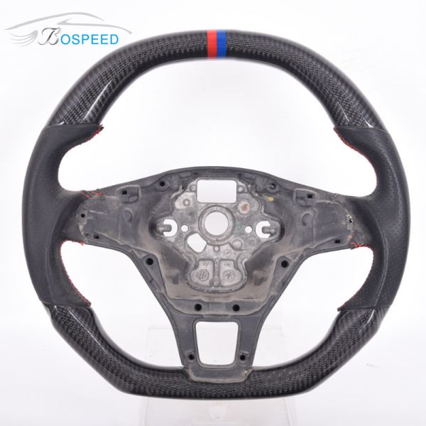 Perforated Leather Volkswagen Carbon Fiber Steering Wheel 350mm Plain Weave 2022