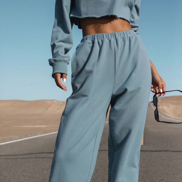 Fashion Long Sleeve Round Neck Cotton Polyester Crop Top