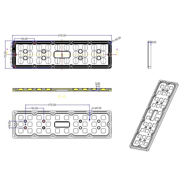 TYPE4-S LED Street Light Lens No Light Pollution With 2*2PCS 3030 / 1PC 5050 LED Chips