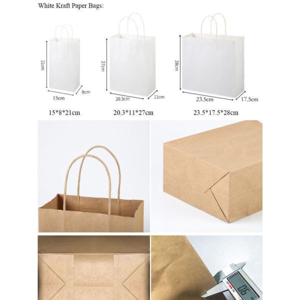 Design Logo Eco Friendly Gift Packing Bags Kraft Paper Shopping Bag With Handle