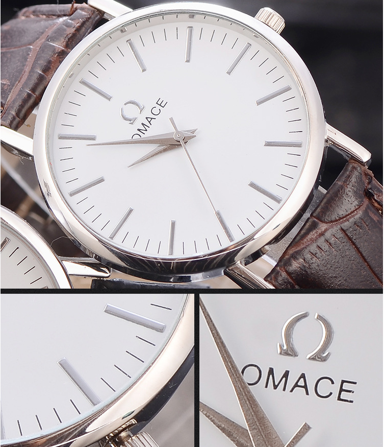 Silver Or Glod Alloy Quartz Watch / Mens Watches Brown Leather Strap